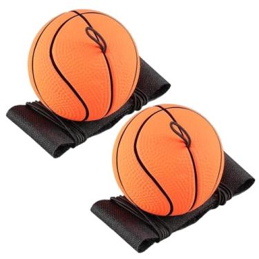 Imagem de Bola de rebote com alça de pulso, 2 bolas de borracha de basquete de 60 mm/2,4 polegadas em uma corda, bola de retorno, bolas de pulseira de rebote para crianças e adultos