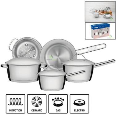 Imagem de Jogo de Panelas Tramontina Inox Allegra 5 Peças Fundo Triplo Indução C