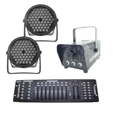 Imagem de Kit 2 Par Led 3 Em 1 + Máquina De Fumaça 600W + Mesa Dmx 512