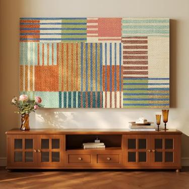 Imagem de Capa de TV 32-80 polegadas Indoor TV Capa à prova de poeira Qualidade LCD/LED Capa de tela pendurada/curvo protetor de tela multifuncional sala de estar Tecido decorativo-Xadrez-6||55 polegadas (130 x