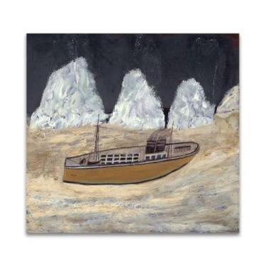 Imagem de RYLJCZ Reproduções de pinturas famosas de Alfred Wallis-(Voyage to Labrador) Impressões em tela - quadros decorativos para sala de estar 70 x 70 cm (27,6 x 27,6 pol) sem moldura