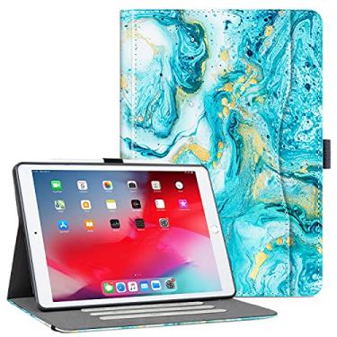Imagem de Vimorco Capa para iPad de 10,2 polegadas 7ª/8ª geração 2019/2020, suporte multiângulo, despertar/hibernar automaticamente, alça de mão com suporte de lápis para Apple iPad 10.2, mármore verde