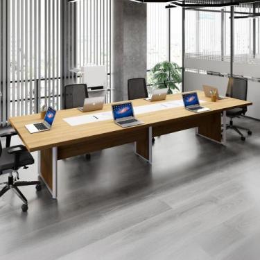 Imagem de Mesa Reunião 3,60m Corporativa 6 Pessoas c/ Cx de Tomadas F5 - F5 Offi