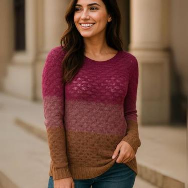 Imagem de Blusa Manga Longa Trico Tricolor Degrade Casual Atemporal - Vitrine Co