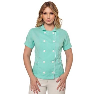 Imagem de Dolma Feminina Manga Curta Oxford Celine Verde - gardenia jalecos, GG