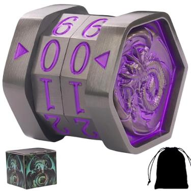 Imagem de MTG Life Counter MTG Metal MTGs Commander Life Counter Wheel, No Installation Required Gift Box Packaging Suitable for Board Games, Card Games, Compatible with MTGs and TTRPG(Black Nickel_Purple)