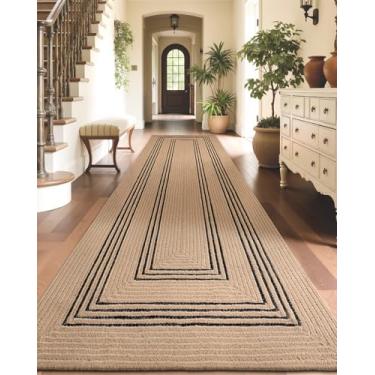 Imagem de LUMI Tapete de juta antiderrapante para corredor, tapete rústico natural de 8 x 30 cm, sem queda, tapete de área trançado para casa de fazenda, alto tráfego interno para sala de estar, entrada