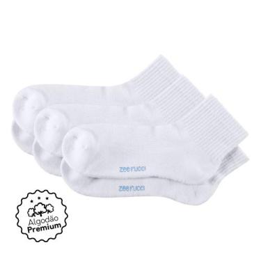 Imagem de Kit com 3 Pares Meias Cano Médio Algodão Branca - Zee Rucci, 35-38