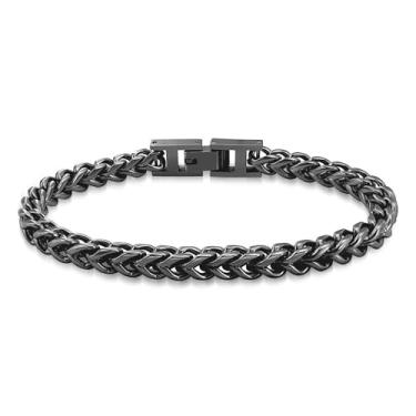 Imagem de Hoyazvet Pulseira masculina de corrente Franco - 5 mm, 8 mm, 10 mm de largura - Aço inoxidável/metal preto/metal dourado 18 K - Presente de joias com fecho dobrável para homens, pai, marido, 8.3