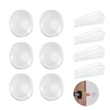 Imagem de 10 batentes de porta, 4 pacotes de fundo da porta no chão e 6 peças de protetores de parede de maçanetas de porta de 5 cm, batentes de borracha silenciosos para maçaneta, porta resistente de carpete