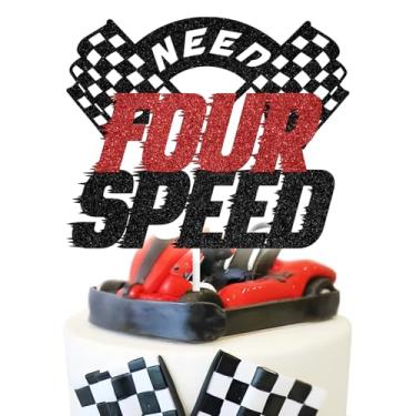 Imagem de Need 4 Speed Cake Topper, Racing Car Theme Birthday Party Decorations for 4 Years Old, Happy 4th Birthday Party Decorations Supplies