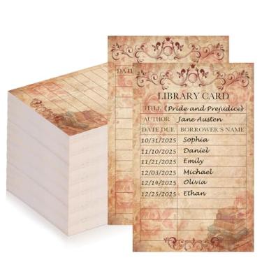 Imagem de 200 cartões de check-out da biblioteca, cartão de data de vencimento, cartões de catálogo vintage, marcador de livro, cartão de finalização de compra para amantes de leitura de volta às aulas