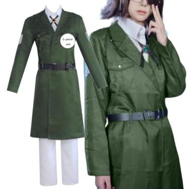 Imagem de FMMOEK Fantasia de Halloween cosplay anime verde uniforme capa longa trench coat para adultos, Verde - A, GG