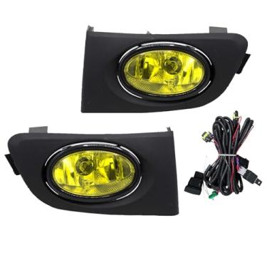 Imagem de YLT AUTO Kit de substituição de farol de neblina dianteiro com fiação de interruptor para Honda Civic 2001 2002 2003 (lente amarela)