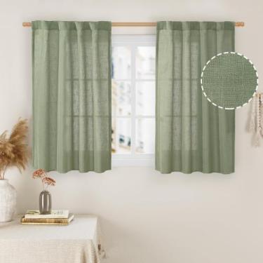Imagem de Cortinas: roupa de cozinha LAMIT, 86x102cm, verde sálvia, 2 painéis