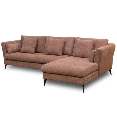 Imagem de Sofá 4 Lugares com Chaise Para Sala Living 300cm Pés Industrial Liê D06 Bouclê Rosa - Lyam Decor