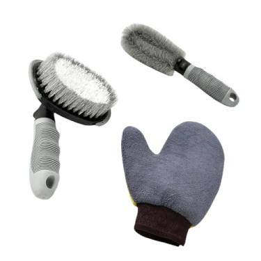 Imagem de LXQTAO Ferramenta de limpeza de cubo de roda de escova de pneu de carro para remoção de manchas de aros de bicicleta de motocicleta (cinza (combinação 2))