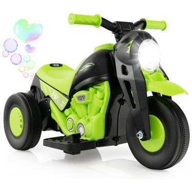Imagem de Moto Elétrica Triciclo Infantil com Bolhas de Sabão, Música e Farol LED, 6V, Costzon, Verde