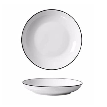 Imagem de Prato de serviço, disco de cerâmica, prato doméstico, prato de sobremesa, cozinha, restaurante, prato plano, branco, minimalista, conjunto de jantar conjunto de 4 pacotes de 6 pacotes de 10 pratos