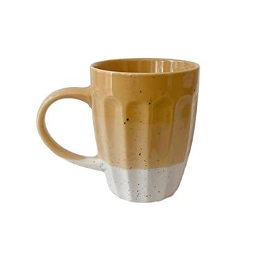 Imagem de GRFIT Caneca personalizada criativa Splash Ink Caneca de cerâmica cor gradiente copo doméstico leite aveia copo 300 ml escritório beber caneca de café (cor: latão)