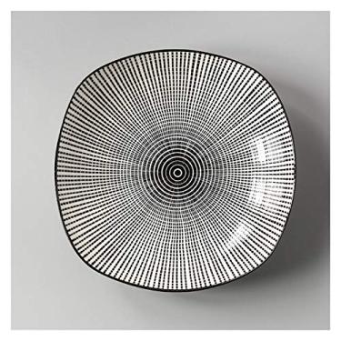 Imagem de Prato de serviço doméstico criativo utensílios de mesa frutas prato quadrado profundo bife ocidental prato de café da manhã pratos de personalidade (cor: B)