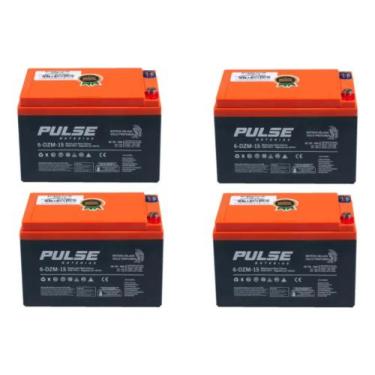 Imagem de Kit 4 Baterias Pulse 12v 15ah Ciclo Profundo Bike Elétrica VELOSTER
