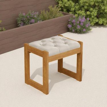 Imagem de Banqueta baixa puff estofado mdf Luanda quarto luxo Fenix