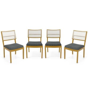 Imagem de Kit Com 4 Cadeiras Milena Madeira Maciça Assentos Estofados Encostos De Tela Sintética