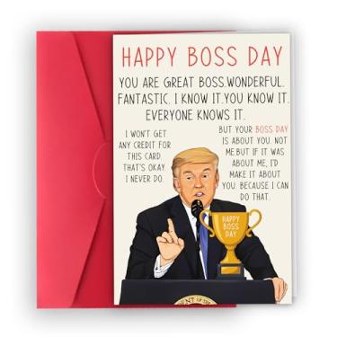 Imagem de XXDJLP Cartão engraçado Trump Boss Day, cartão de aniversário Trump para chefes mentores, cartão de dia do chefe da equipe de funcionários, presente engraçado do chefe para colega de trabalho mentor
