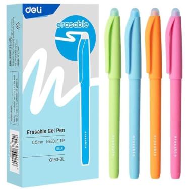 Imagem de Kit de Canetas Gel, Deli, Erasable, Apagável, 0,5 mm, Azul, Caixa com 12
