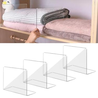 Imagem de OKPOW Divisórias de prateleira de acrílico para organização de armários: 8 pacotes de separadores de prateleiras transparentes duráveis de altura para roupas ajustáveis