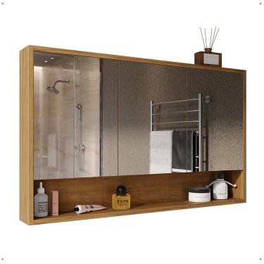 Imagem de Armário De Banheiro 3 Portas De Espelho Com Amortecedor