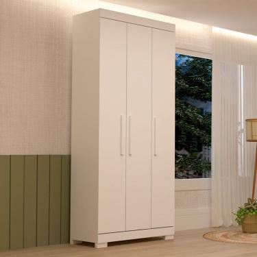 Imagem de Guarda-Roupa Solteiro Lana 3 Portas 2 Gavetas 100% Mdf Flex Branco - Acp Móveis