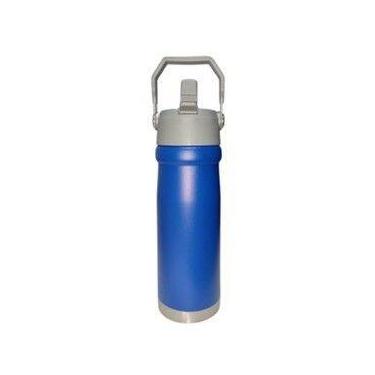 Imagem de Squeeze Garrafa 650 ml Aço Inox Térmica com Canudo - NoBrand, Azul Roy