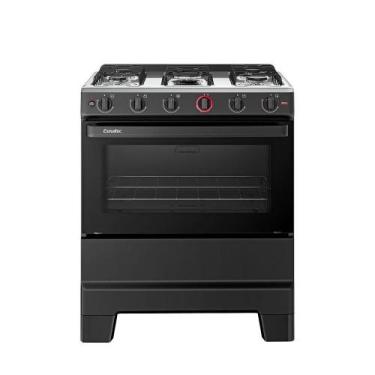 Imagem de Fogão Esmaltec 5 Bocas Ideal Super Mesa De Aço Inox Preto F5IAP Bivolt