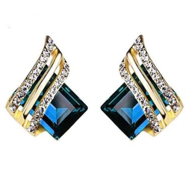 Imagem de Brincos banhados a ouro, quadrilátero, zircônia cúbica, design de asa na moda, para mulheres, casamentos, noivas, festas noturnas, uso diário, joia leve, brinco, presente para ela, 2inch, Cobre, Sem