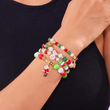 Imagem de Pulseiras de Natal para mulheres, berloques de Natal, miçangas, decoração de árvores, presentes