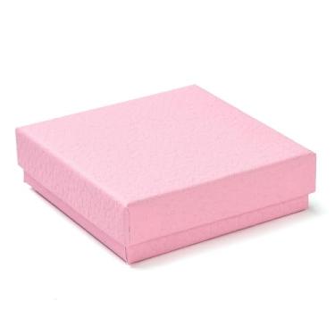 Imagem de 1 caixa de presente quadrada de papelão, rosa, colar simples, puro, pulseira, brinco, armazenamento de joias, embalagem para Natal, casamento, dia dos namorados, 3,46 x 3,46 x 1 pol/8,8 x 8,8 x 2,65
