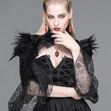 Imagem de Conjunto de brincos de colar de morcego de vampiro gótico, gargantilha com pingente de morcego de sangue, brincos de gota de cristal falso, joias de bruxa mística, acessórios de joias de Halloween