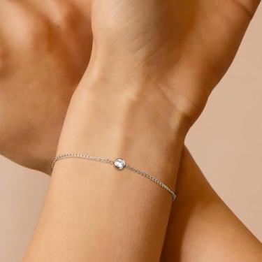 Imagem de Pulseiras femininas banhadas a ouro 18 quilates modernas de aço inoxidável clássicas prateadas femininas bijuterias para mulheres, One Size, Aço inoxidável, Sem Pedra Preciosa