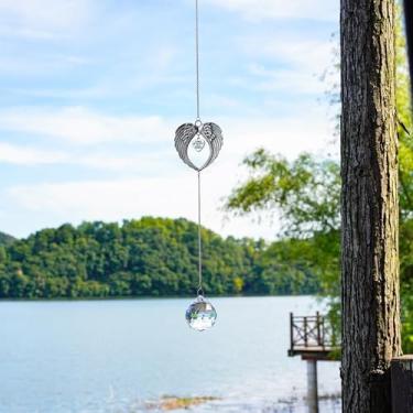 Imagem de Presente memorial para animais de estimação - Enfeite de pendurar asa de anjo com decoração de bola de cristal, presente de simpatia personalizado para a perda de um ente querido