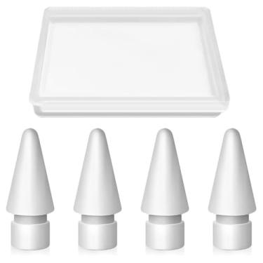 Imagem de Pontas de substituição compatíveis com Apple Pencil Pro/1ª geração/2ª geração/pontas USB-C para lápis, acessórios de pontas de lápis compatíveis com iPad Pro Pencil (pacote com 4)
