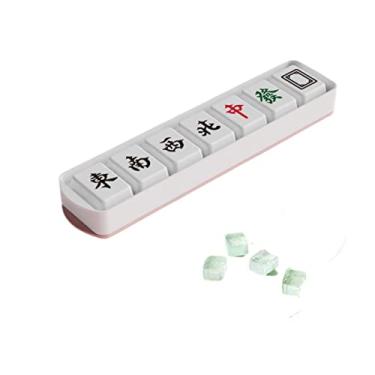 Imagem de Bandeja de gelo Mahjong com tampa, molde para freezer com recipiente, para resfriar uísque, coquetéis, café, vinho, fácil liberação sem BPA (rosa, Hanzi)