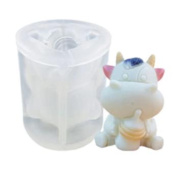 Imagem de Bandeja de cubo de gelo de vaca com tampa, molde de máquina de gelo para freezer com recipiente, para resfriar uísque, coquetéis, café, vinho, fácil liberação livre de BPA (A1)