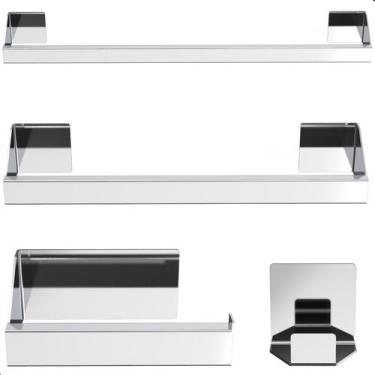 Imagem de Kit Acessórios Para Banheiro Inox 4 Peças Master Slim DF - MetalCromo