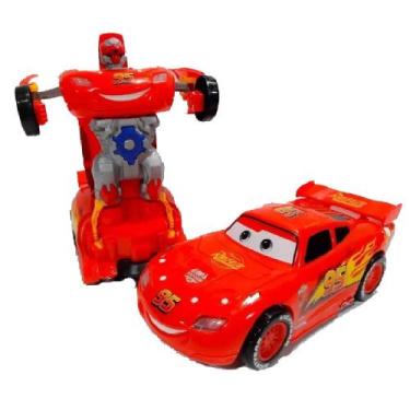 Imagem de Carrinho Super Robots relámpago mcqueen Carro Vira Robô Emite Luz Som 