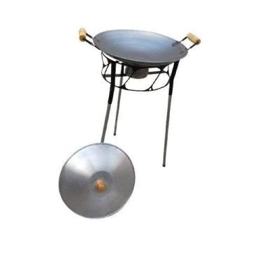 Imagem de Tacho Disco De Arado 40Cm Com Tampa e Fogareiro A Álcool Com Tripés Re