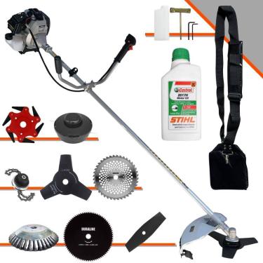 Imagem de Roçadeira Com Sistema Anti-Vibração Toyama TBC43H À Gasolina 43cc 1,7HP 12.000rpm Completa Com Carretel de Nylon + 7 Opções de Corte + ÓLEO STIHL 2T