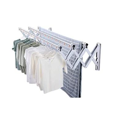 Imagem de EESCZVGBDX Airer Acordeão Suporte de parede escorredor de roupas de liga de alumínio retrátil dobrável compacto design elegante rack de secagem ao ar ótimo para lavanderia, roupas de banheiro cavalo