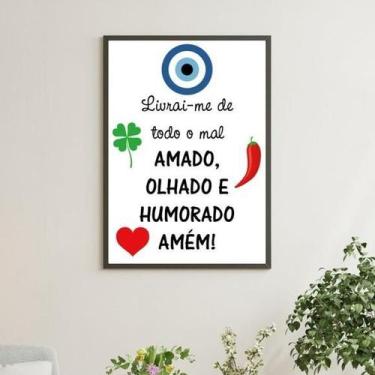 Imagem de Quadro Para Afastar Más Energias 45X34 C/Vidro Madeira Preta - Quadros